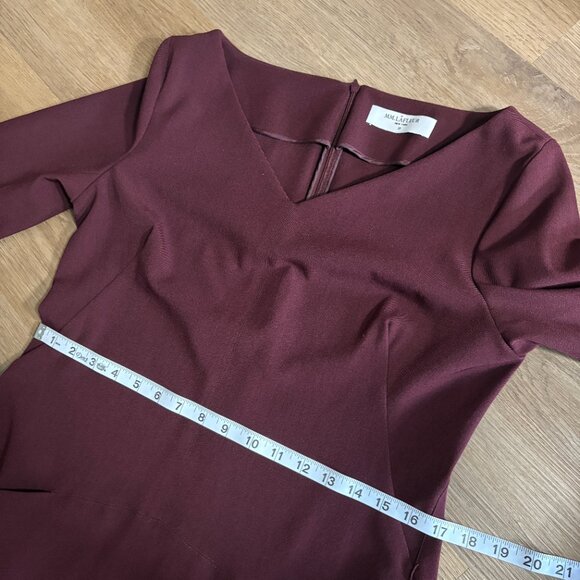 M.M. Lafleur The Alexandra 2.0 Dress in claret dark red size 14 career v-neck - Picture 9 of 10